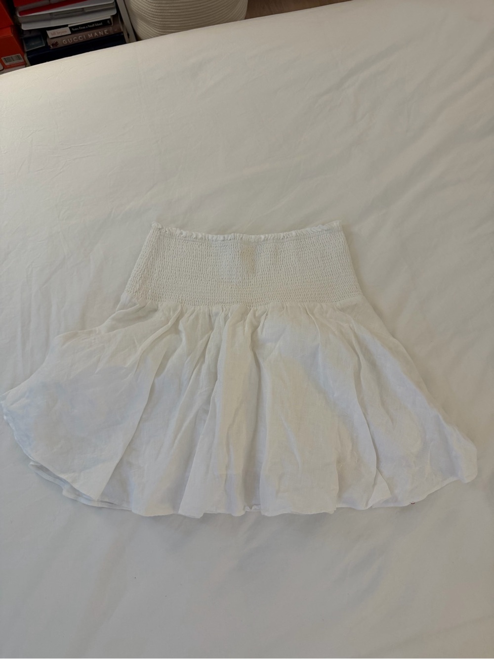 J. Crew White Linen Smocked Waist Mini Skirt - Picture 2 of 2